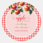 Herbstfest kariert Apple Theme Babydusche Runder Aufkleber (Vorderseite)