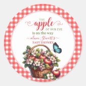 Herbstfest kariert Apple Theme Babydusche Runder Aufkleber (Vorderseite)