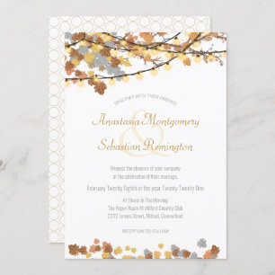 Herbstfest lässt Vintage Lichter Hochzeit feiern Einladung