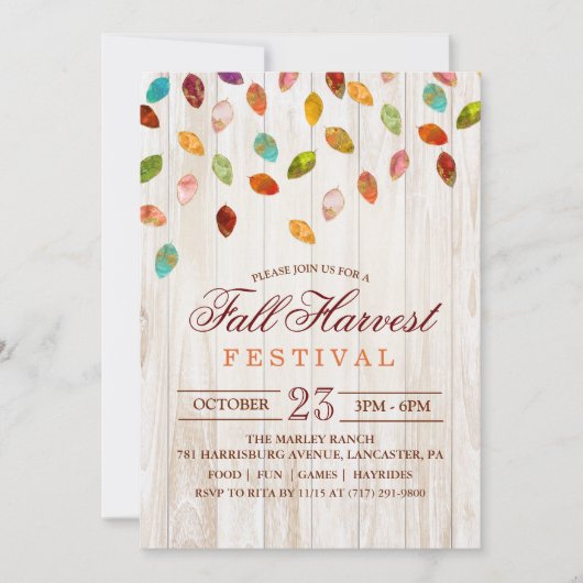 Herbstfest Party Einladung (Vorderseite)