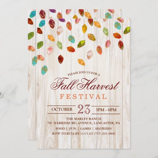 Herbstfest Party Einladung (Vorne/Hinten)