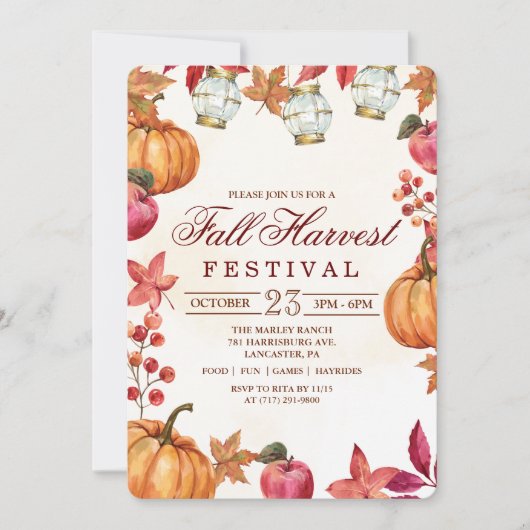 Herbstfest Party Einladung (Vorderseite)