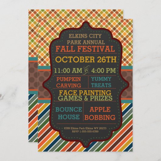 Herbstfest - Party Herbst - Einladung (Vorne/Hinten)