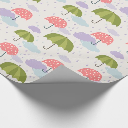 Herbstfest Raintag mit Schirmmuster Geschenkpapier (Ecke)