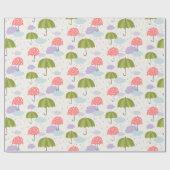 Herbstfest Raintag mit Schirmmuster Geschenkpapier (Flach)