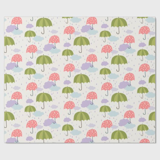 Herbstfest Raintag mit Schirmmuster Geschenkpapier (Flach)