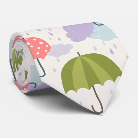 Herbstfest Raintag mit Schirmmuster Krawatte (Gerollt)