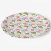 Herbstfest Raintag mit Schirmmuster Pappteller (Schrägansicht)