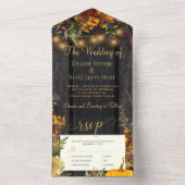 Herbstfest rustikale Blumenkürbis All In One Einladung (Innen Boden)