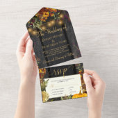 Herbstfest rustikale Blumenkürbis All In One Einladung (Abreißen)