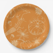 Herbstfest Sketch in Orange Pappteller (Vorderseite)