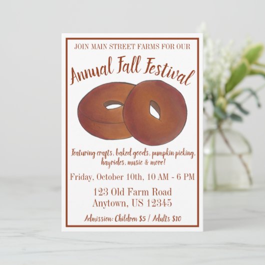 Herbstfestival Apple Cider Donut Maple Leaf Candy Einladung (Stehend Vorderseite)