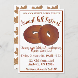 Herbstfestival Apple Cider Donut Maple Leaf Candy Einladung