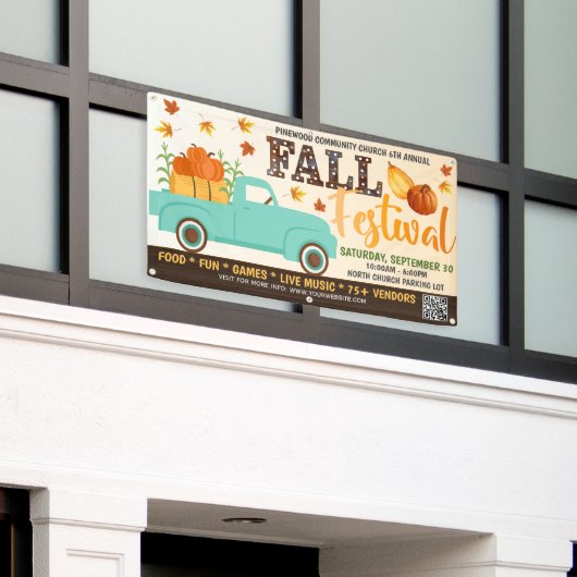 Herbstfestival-Banner mit qr-Code Banner (Äußeres Gebäude)