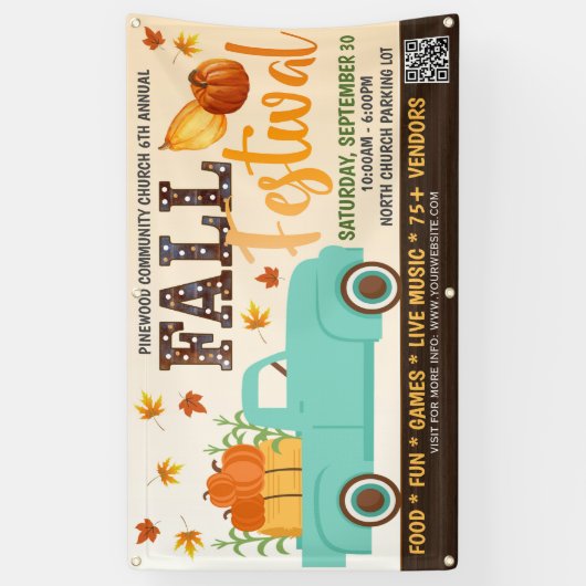 Herbstfestival-Banner mit qr-Code Banner (Vertikal)