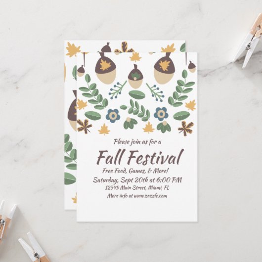 Herbstfestival Blumengrün Blätter Karte (Vorderseite/Rückseite Beispiel)