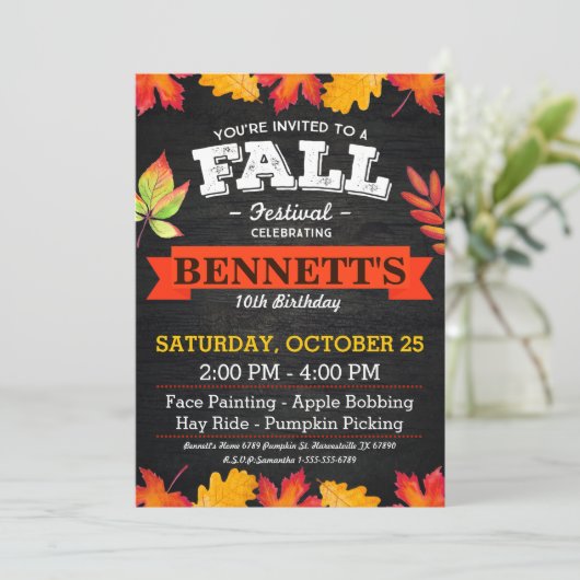 Herbstfestival Geburtstagsparty Einladung (Stehend Vorderseite)