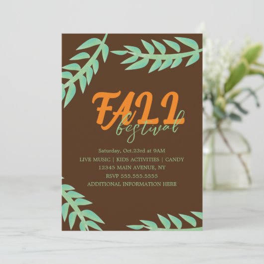 Herbstfestival Grüner Flyer Einladung (Stehend Vorderseite)