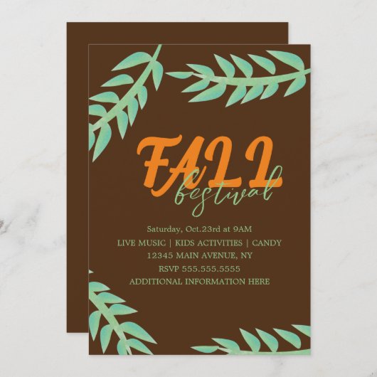 Herbstfestival Grüner Flyer Einladung (Vorne/Hinten)
