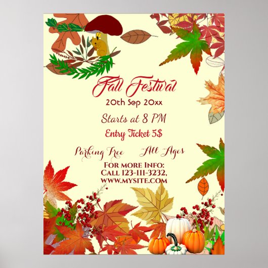 Herbstfestival Herbstfarben Blätter Pumpkins Poster (Vorne)