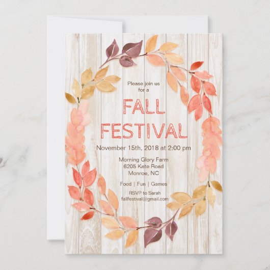 Herbstfestival lässt Einladung (Vorderseite)