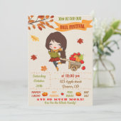 Herbstfestival Party lädt Herbstmädchen ein Einladung (Stehend Vorderseite)