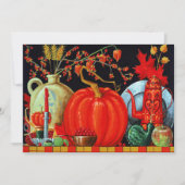 Herbstfestliche antike Malerei Pumpkin Dekoration Einladung (Vorderseite)