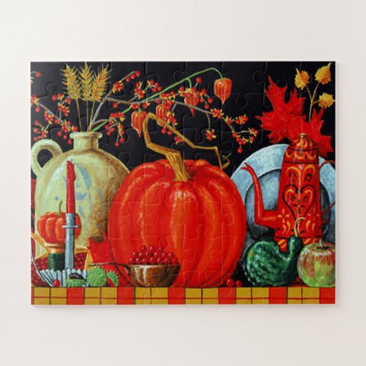 Herbstfestliche antike Malerei Pumpkin Dekoration Puzzle (Horizontal)