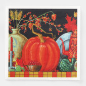 Herbstfestliche antike Malerei Pumpkin Dekoration Serviette (Vorderseite)