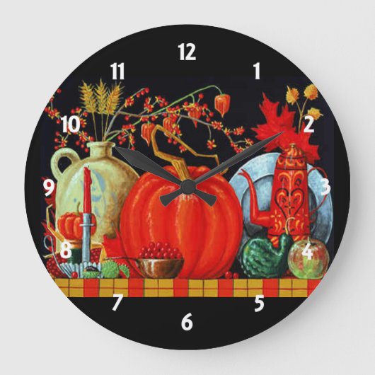 Herbstfestliche Tischmauer Große Wanduhr (Vorderseite)