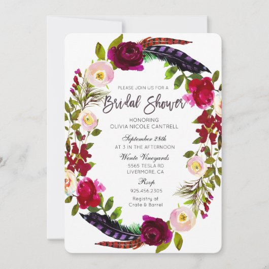 Herbstfeuer Blumendusche Einladung (Vorderseite)