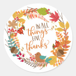 Herbstfeuer danken runder aufkleber