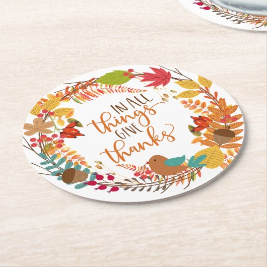 Herbstfeuer danken runder pappuntersetzer (Angewinkelt)
