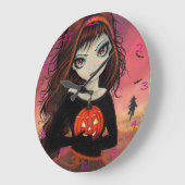Herbstfeuer Halloween Art Clock Große Wanduhr (Winkel)
