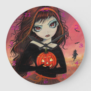 Herbstfeuer Halloween Art Clock Große Wanduhr