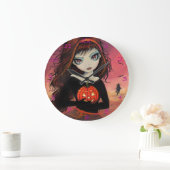 Herbstfeuer Halloween Art Clock Große Wanduhr (Zuhause)
