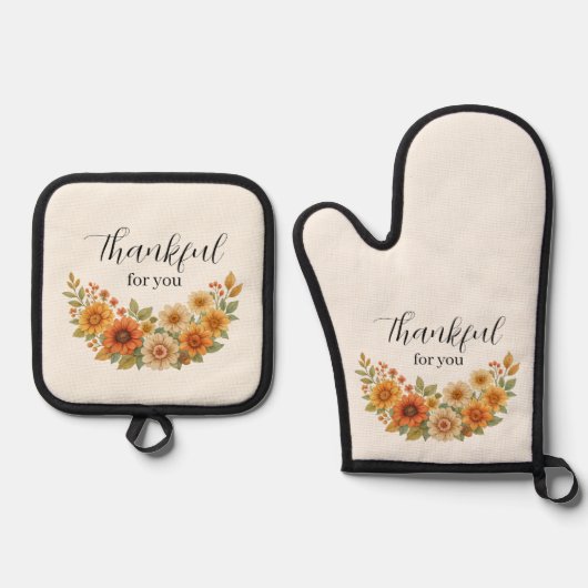 Herbstfeuer - Herbst Erntedank Ofenhandschuh & Topflappen-Set (Vorderseite)