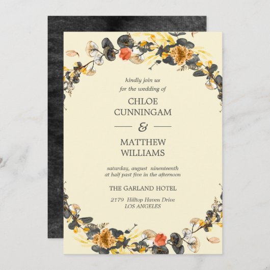 Herbstfeuer | Moderne Hochzeit Einladung (Vorne/Hinten)