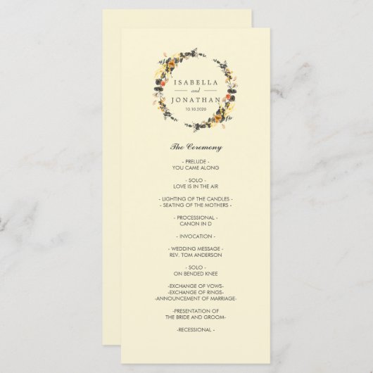 Herbstfeuer | Modernes Hochzeitsprogramm Programm (Vorne/Hinten)