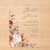 Herbstflora Elegant Brautdusche Einladung (Vorderseite)