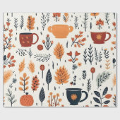 Herbstflora mit gemütlichen Tasse Geschenkpapier (Flach)