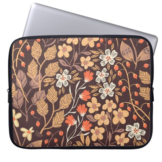 Herbstflora: Vintages nahtloses Muster Laptopschutzhülle (Vorderseite)