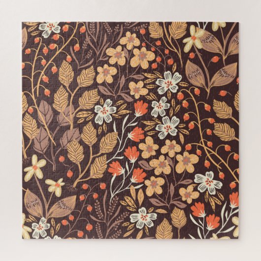 Herbstflora: Vintages nahtloses Muster Puzzle (Vertikal)