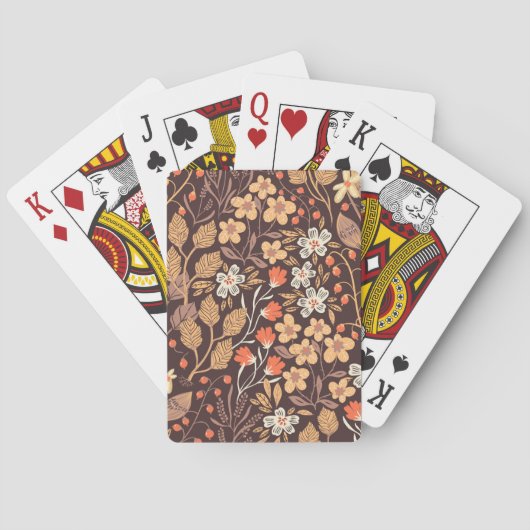 Herbstflora: Vintages nahtloses Muster Spielkarten (Rückseite)