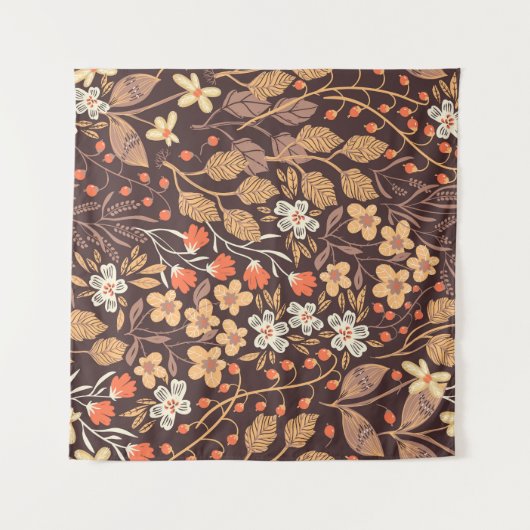 Herbstflora: Vintages nahtloses Muster Wandteppich (Vorderseite (Horizontal))