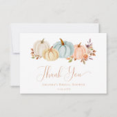 Herbstfloral Boho Pumpkins Brautparty Dankeskarte (Vorderseite)