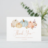 Herbstfloral Boho Pumpkins Brautparty Dankeskarte (Stehend Vorderseite)