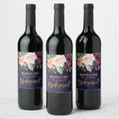 Herbstfloral: Du bist meine Bridesmaid Weinetikett (Flaschen)