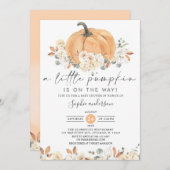 Herbstfloral ein kleines Pumpkin Fall Baby Dusche  Einladung (Vorne/Hinten)