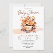 Herbstfloral Hütte Core Teacup Baby Dusche Einladung (Vorderseite)